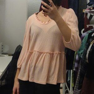 Como Blu Tiered Pink Sheer Blouse, Size S